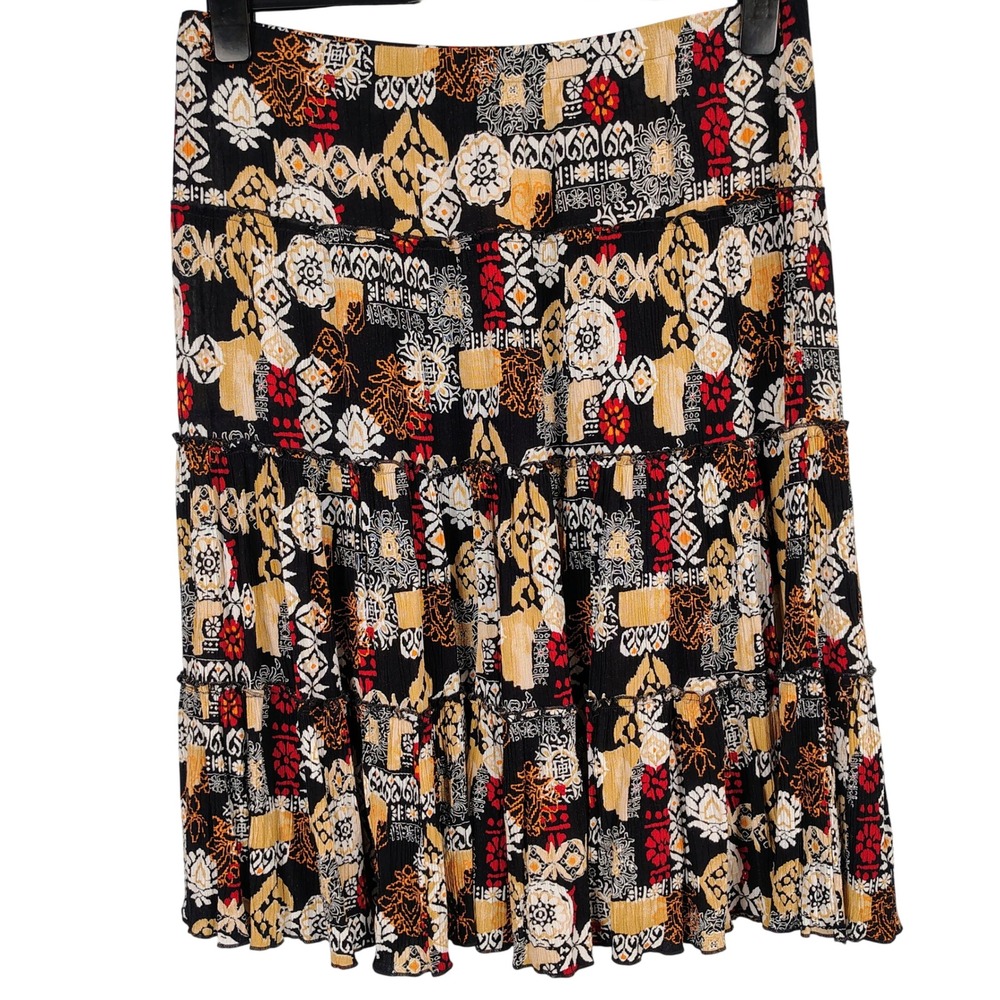Sag Harbor Womens SZ 14P Tiered Midi Skirt Multicolor Rayon Boho Peasant